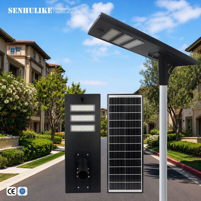Good price IP65 Waterproof All-in-One Solar Street Light 150W Black 3 Modules Aluminum Built-in Lithium Battery for Highway Parking Lot online