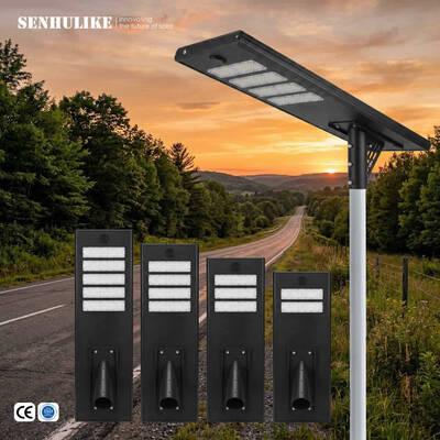 좋은 가격 블랙 통합형 태양광 가로등 200W 4 모듈 LED IP65 방수 알루미늄 합금 쉘 내장 리튬 배터리 마이크로웨이브 유도 온라인으로