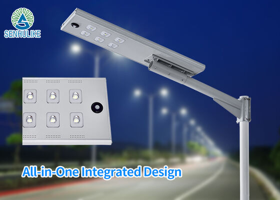 Un buon prezzo. Lampione solare 6-COB All-in-One, lampada stradale solare con sensore a microonde IP65, alloggiamento in alluminio, costo elettrico zero online
